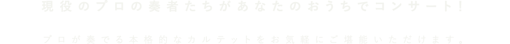 現役のプロの奏者たちがあなたのおうちでコンサート！